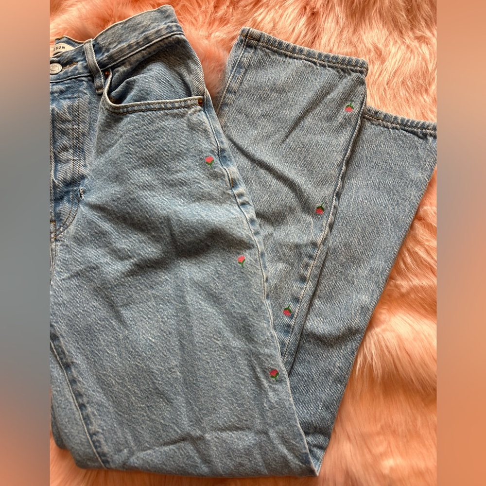 Floral PacSun Blue Straight Leg Dad Jeans size 26 - Picture 2 of 9